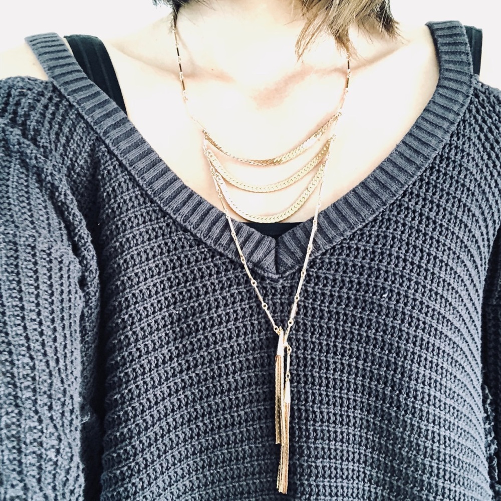 Rose-gold tone upcycled chain necklace